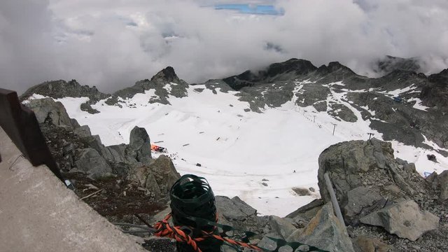 Timelaps from Blackcomb Peak during summer of skiers