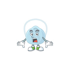 Fototapeta premium A cartoon design of breathing mask showing an amazed gesture