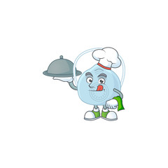 A breathing mask chef cartoon design with hat and tray