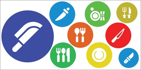 Modern Simple Set of silverware Vector filled Icons