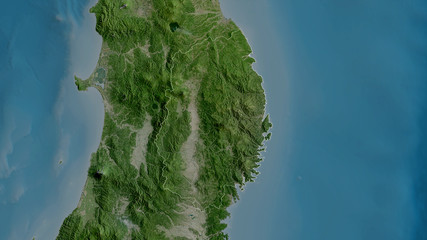 Iwate, Japan - outlined. Satellite © Yarr65
