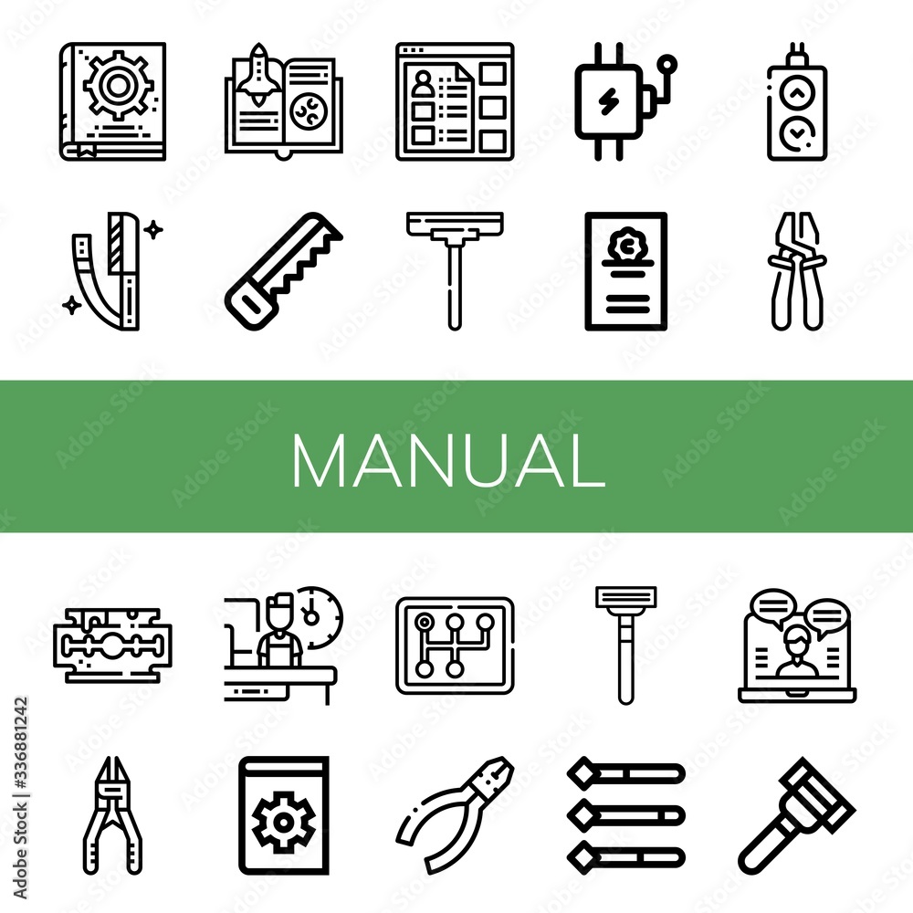 Poster manual simple icons set