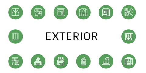 exterior simple icons set