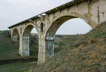 Fototapeta na wymiar Old railway bridge between Stavropol and Armavir, Russia