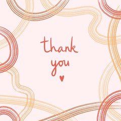 Thank You Print  -  Digital hand drawn illustration of an abstract lines on creamy background with words Thank You.