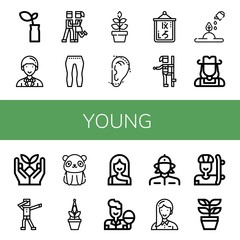 Set of young icons