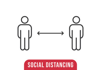 Social distance sign. Keep your distancing from other people in public. Coronavirus pandemic preventive measures. People pictogram vector icon.