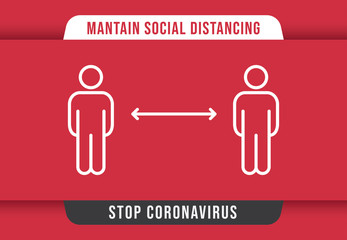 Social distance sign. Keep your distancing from other people in public. Coronavirus pandemic preventive measures. People pictogram vector icon.