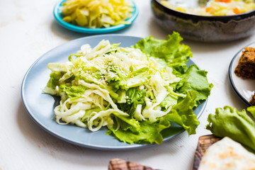 Cabbage detox fresh green dieting salad. Vegan food