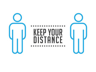 Social distance sign. Keep your distancing from other people in public. Coronavirus pandemic preventive measures. People pictogram vector icon.