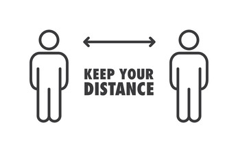 Social distance sign. Keep your distancing from other people in public. Coronavirus pandemic preventive measures. People pictogram vector icon.