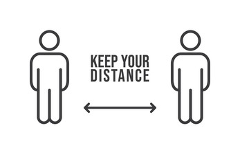 Social distance sign. Keep your distancing from other people in public. Coronavirus pandemic preventive measures. People pictogram vector icon.