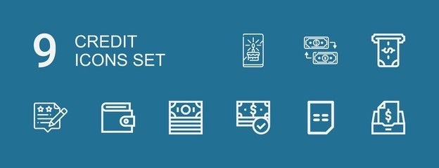 Fototapeta premium Editable 9 credit icons for web and mobile