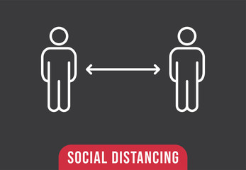 Social distance sign. Keep your distancing from other people in public. Coronavirus pandemic preventive measures. People pictogram vector icon.