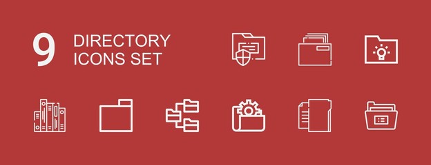 Editable 9 directory icons for web and mobile