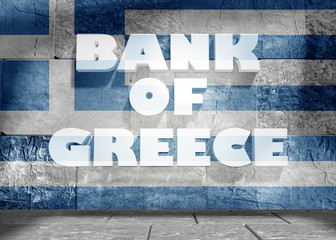 Abstract white bank building. 3D rendering. Flag of the Greece