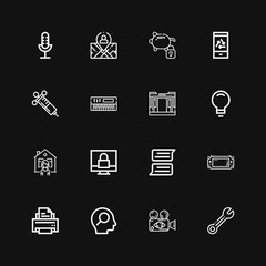 Editable 16 button icons for web and mobile