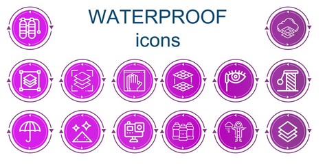 Editable 14 waterproof icons for web and mobile