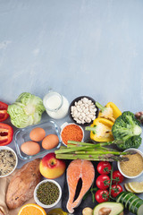 Fototapeta na wymiar Balanced diet food background