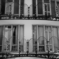 black and white balcony