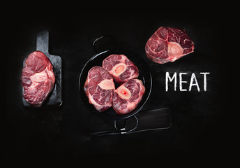 Ossobuco Veal shank on  black background. © bit24