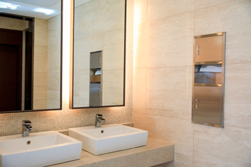Fototapeta na wymiar Commercial bathroom for washing hands