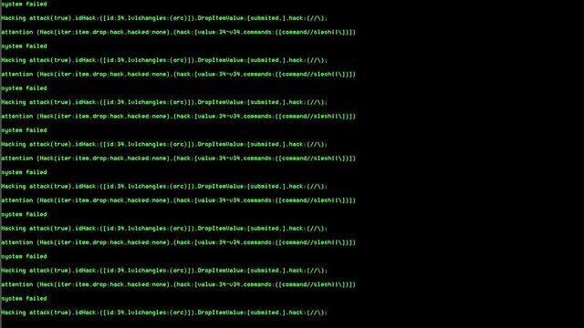 Abstract coding program script text on computer screen