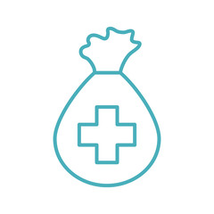 bag with cross as donation symbol line style icon vector design