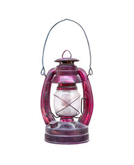 Vintage red oil lantern  isolated on white background , clipping path
