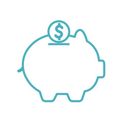 Piggy with coin as donation symbol line style icon vector design