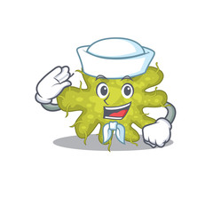 Sailor cartoon character of bacterium with white hat
