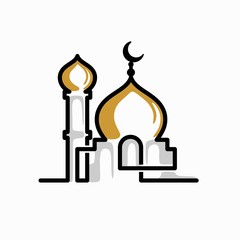 mosque vector logo, single line logo design