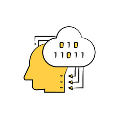 human head sync with cloud and binary number for artificial intelligence concept