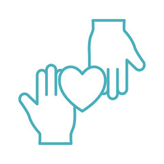 Hands with heart line style icon vector design