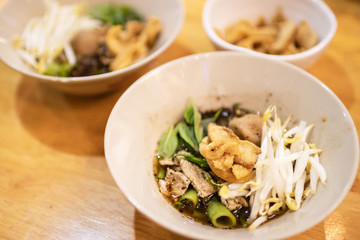 Boat Noodle; thai style noodle soup (Kuay Tiew Rua)