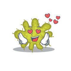 Cute bacterium cartoon character has a falling in love face