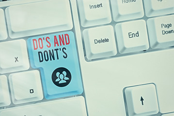 Conceptual hand writing showing Do Is And Dont Is. Concept meaning advising Rules or customs...
