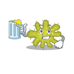 A cartoon concept of bacterium rise up a glass of beer