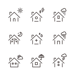 シンプルなホームアイコンと天気