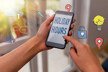Word writing text Holiday Hours. Business photo showcasing employee receives twice their normal pay...