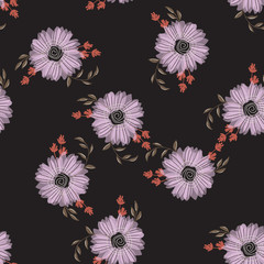Seamless pattern with abstract flowers. Creative color floral surface design. Vector