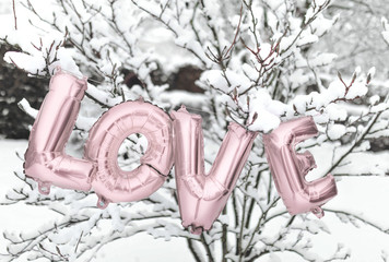 Love balloon in the snow