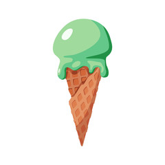 Ice cream in bright cartoon style. Vector Illustration Isolated on white background.