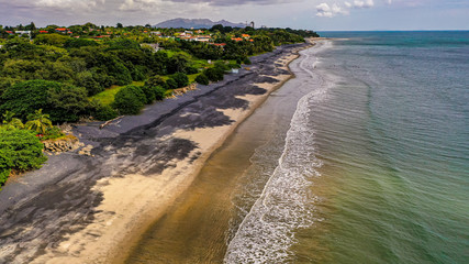 Black sand beach along the coast of Panama.