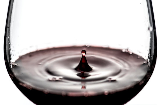 Wine Drop In A Glass Of Red Wine