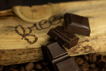 café chocolat noir grain marron