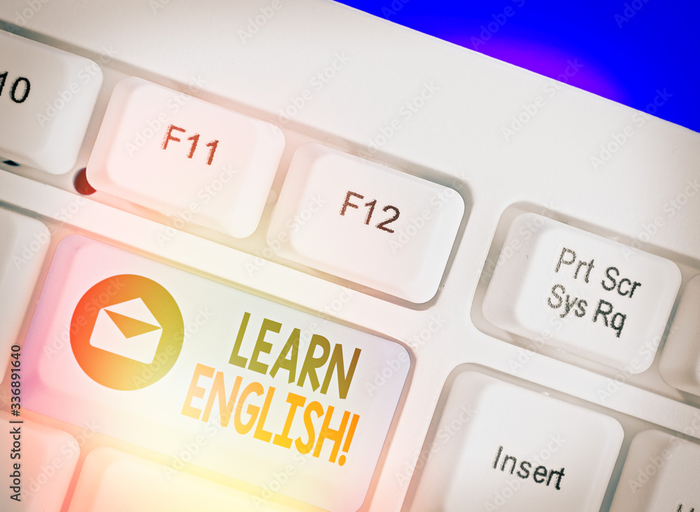 Aufkleber handwriting text learn english. conceptual photo gain acquire knowledge in new language by study