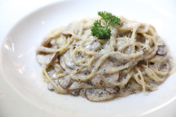 Spaghetti with Truffle Cream Sauce Italian food