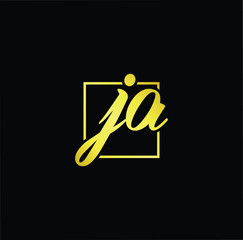 Minimal elegant monogram art logo. Outstanding professional trendy awesome artistic AJ JA initial based Alphabet icon logo. Premium Business logo gold color on black background