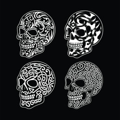 Skull Ornament Collection In Black and White